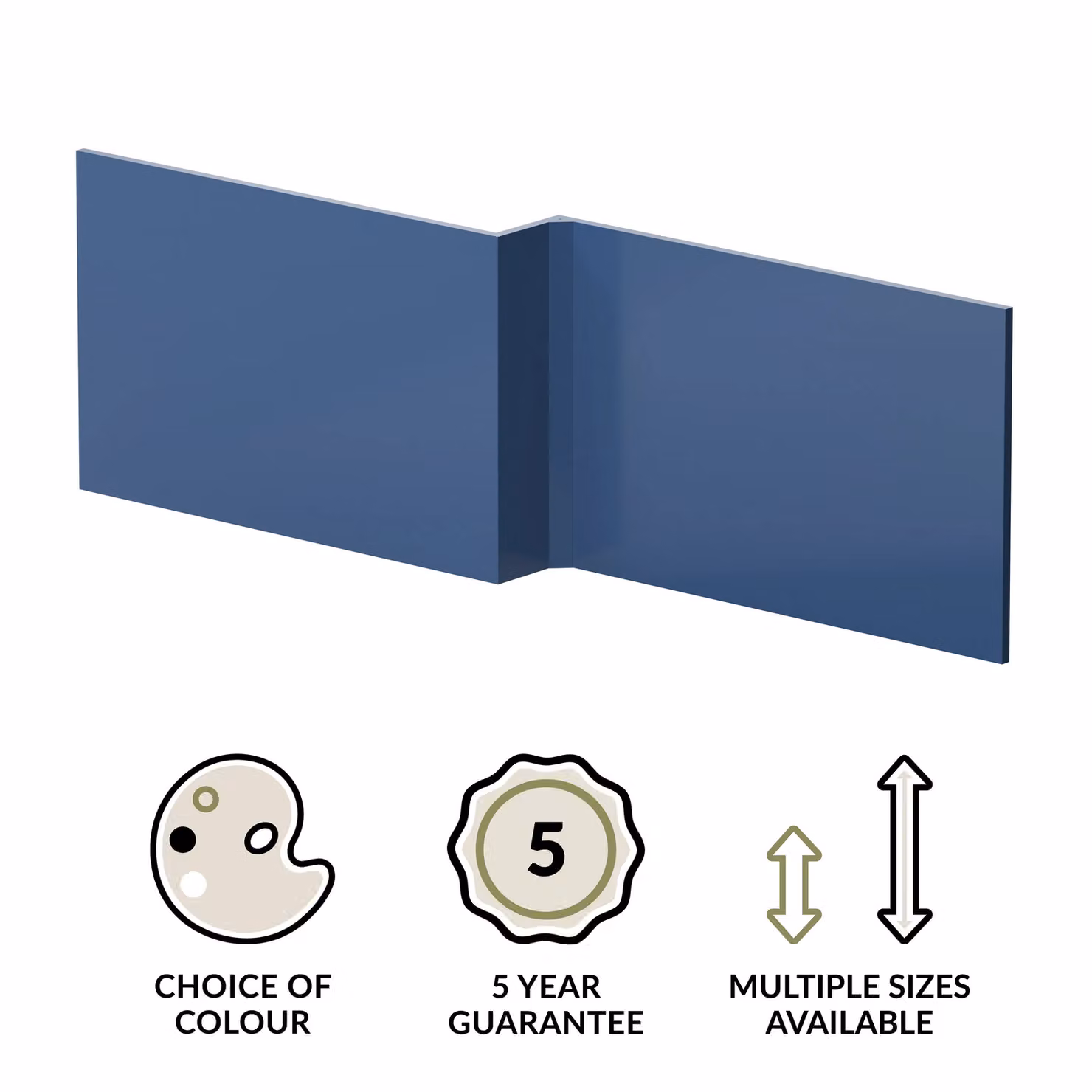 Balterley L Shape Square Reversible Bath Front Panel in Satin Blue, 1700mm – 3