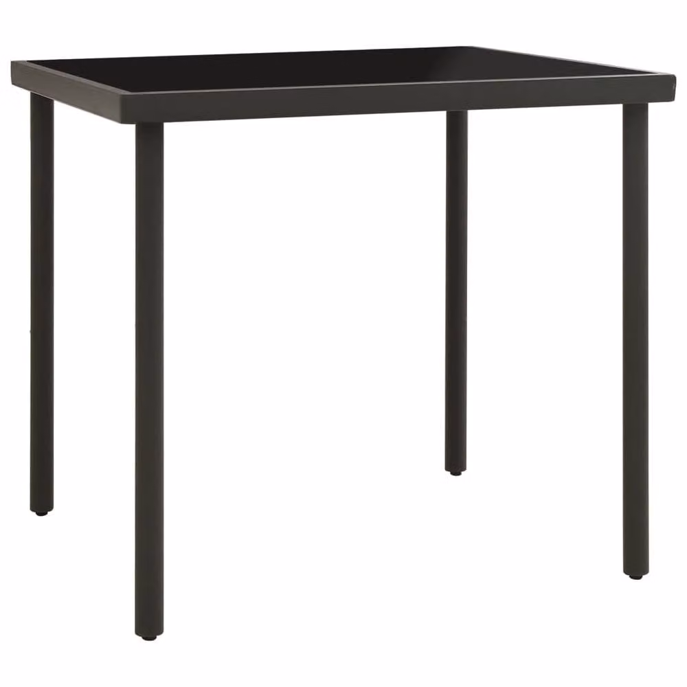 Berkfield Home Outdoor Dining Table in Anthracite and Black with Glass and Steel, W/D/H: 80 x 80 x 72 cm – 2