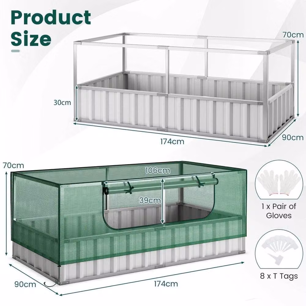 Kelvenix Garden Raised Bed in Green, W/D/H: 174 x 90 x 70 cm – 2