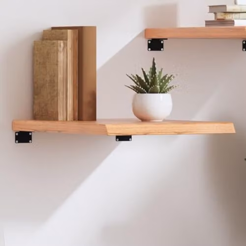 vidaXL Rustic Oak Wall Shelf, Brown, W: 50 cm, H: 40 cm, D: 2-4 cm – 2