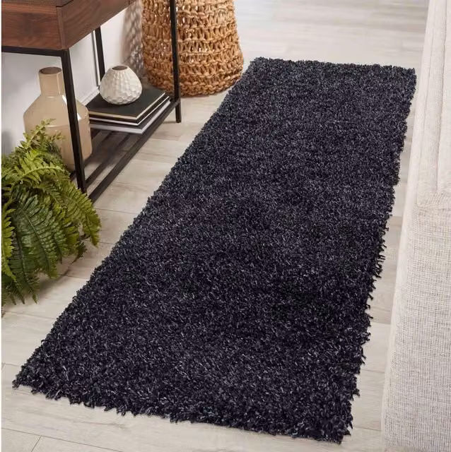Desire Rugs Plain Fluffy Shaggy Area Rug, Anthracite, W: 60 cm, L: 220 cm