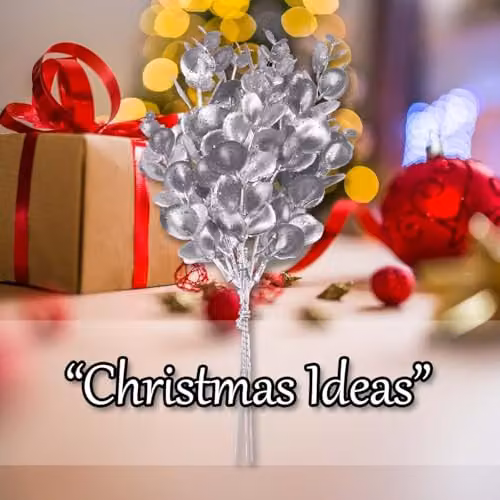 VFM e-Store Silver Eucalyptus Floral Christmas Bush Decoration, H 28 cm x W 16 cm – 4