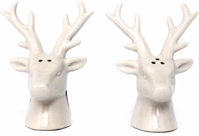 KDMK Reindeer Salt and Pepper Set, White Ceramic