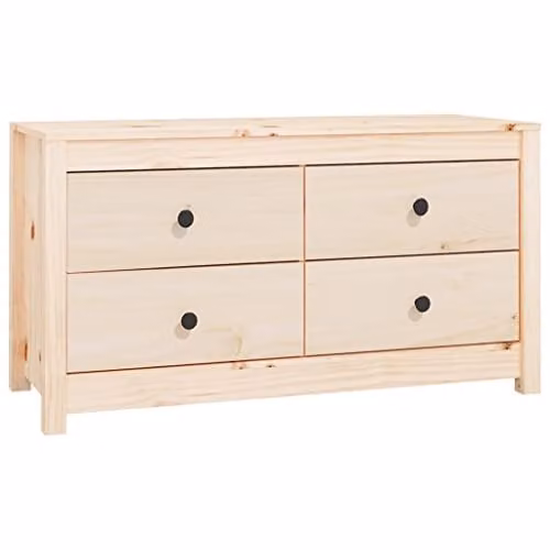 vidaXL Rustic Side Cabinet in Untreated Solid Pine Wood, W/D/H: 100 x 40 x 54 cm