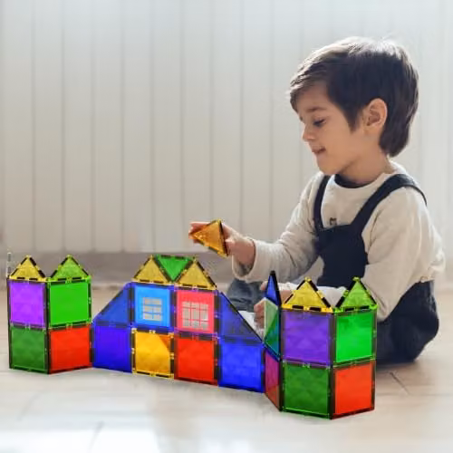 Desire Deluxe 42pc Magnetic Tiles Building Blocks Toy in Multicolour for Creative and Sensory Learning – 4