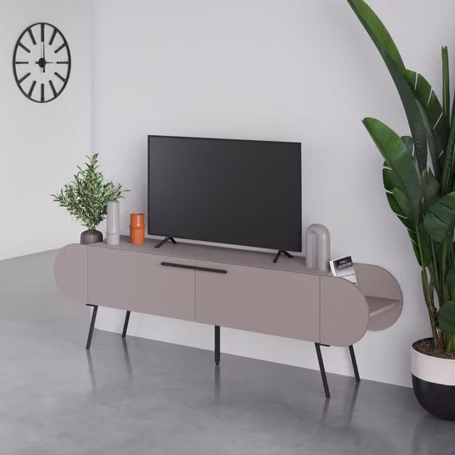 FWStyle Modern 2 Door Capsule Design TV Unit in Mocha Grey