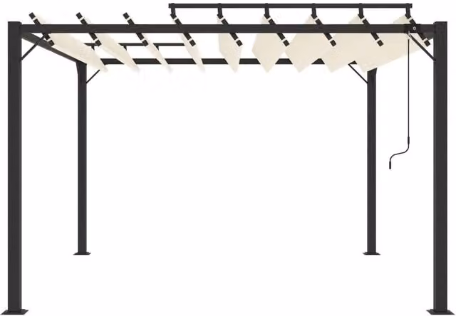 Berkfield Home Gazebo with Louvered Roof in Beige with Cream Polyester Fabric and Aluminium Frame, W/D/H: 300 x 300 x 225 cm – 1