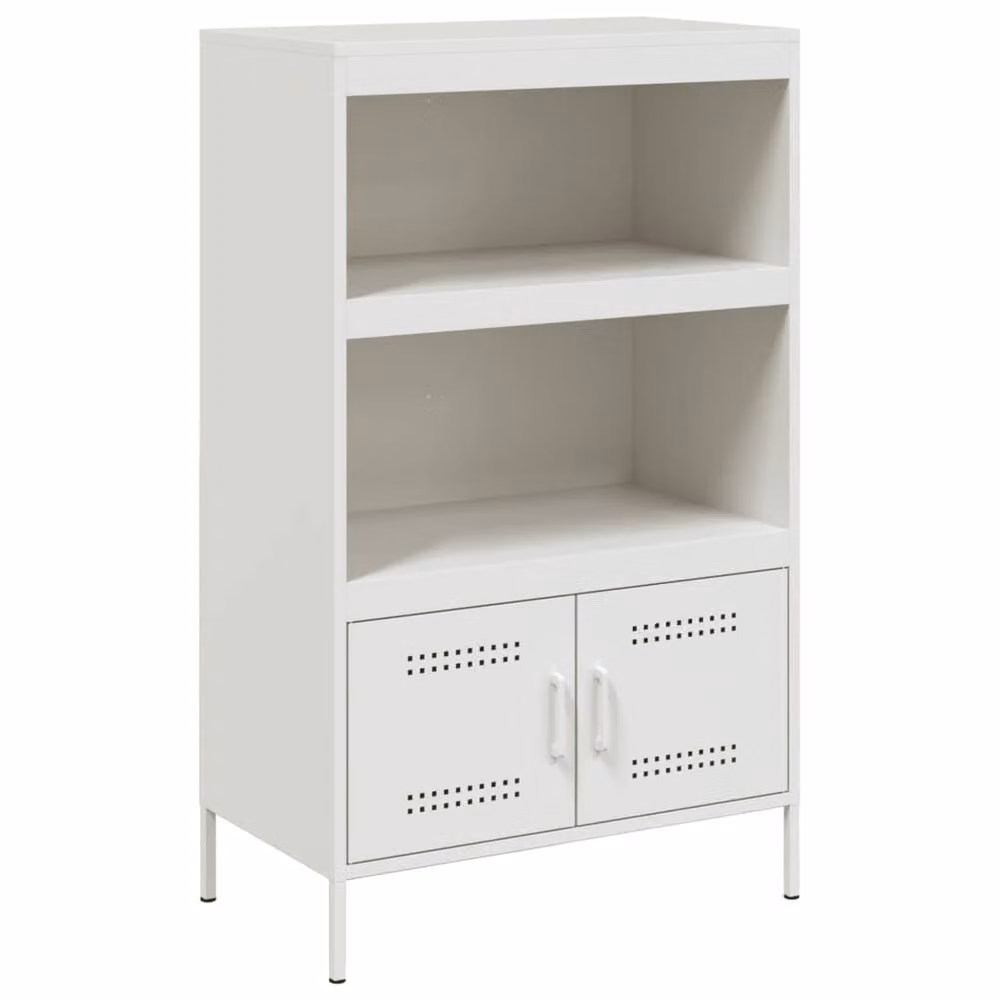 Berkfield Home White Metal Highboard with Hinged Doors and Internal Shelves, W/D/H: 68 x 39 x 113 cm – 2