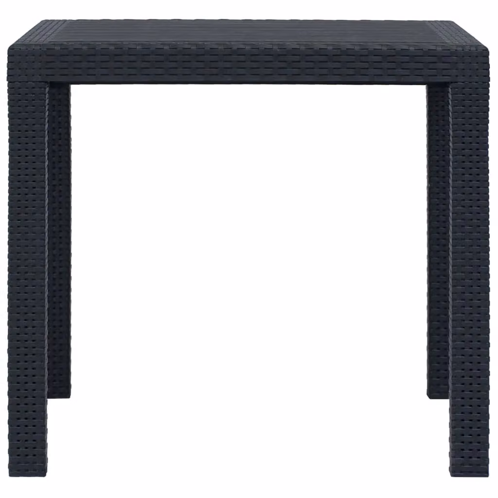 Berkfield Home Garden Table in Anthracite and Black Plastic Rattan Look, W/D/H: 79 x 79 x 72 cm – 2
