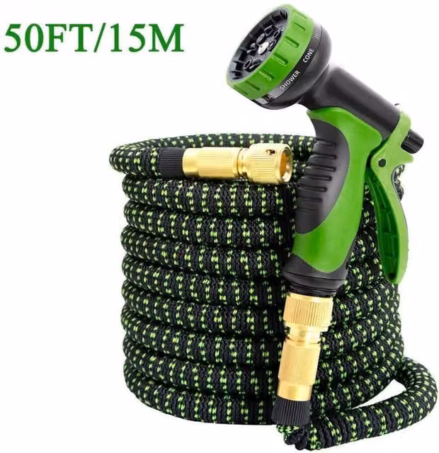 NESTLUNE 50ft Heavy Duty Expandable Flexible Garden Hose in Green