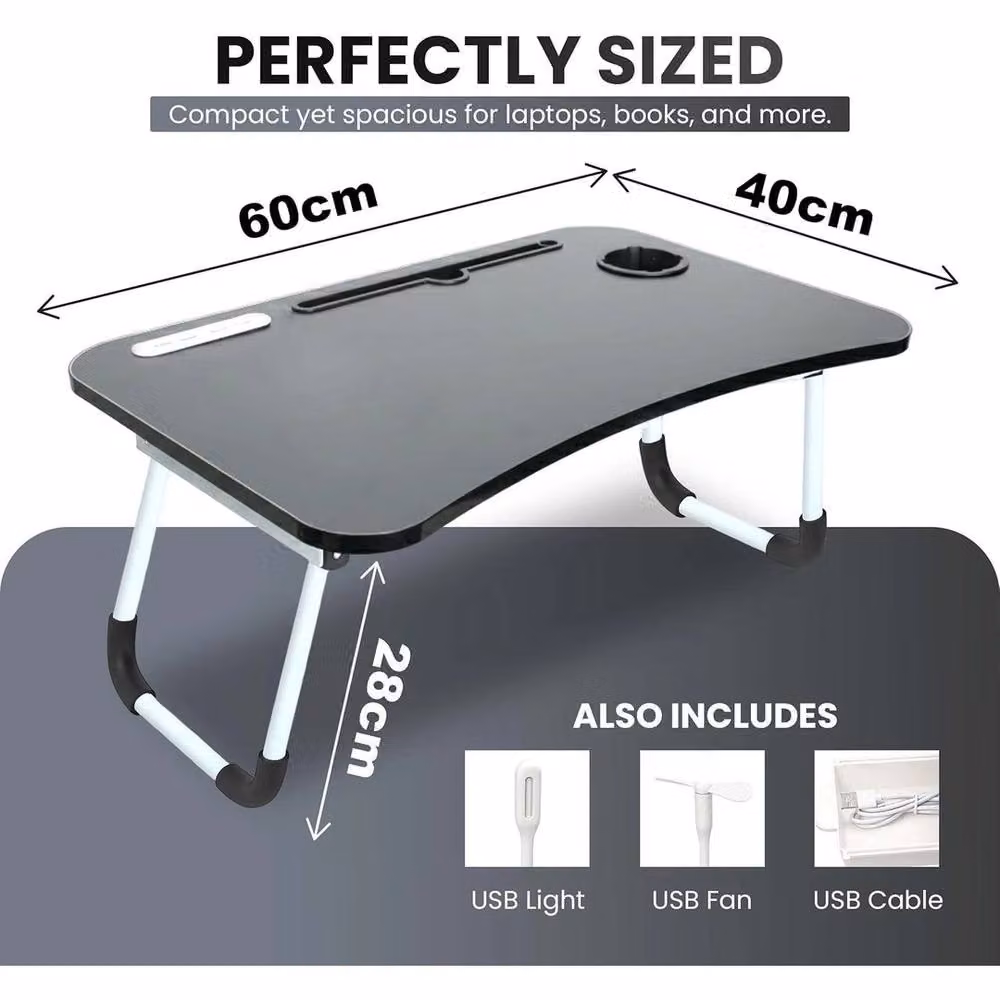 EONLION Folding Laptop Table in Black, 100 cm Width – 2