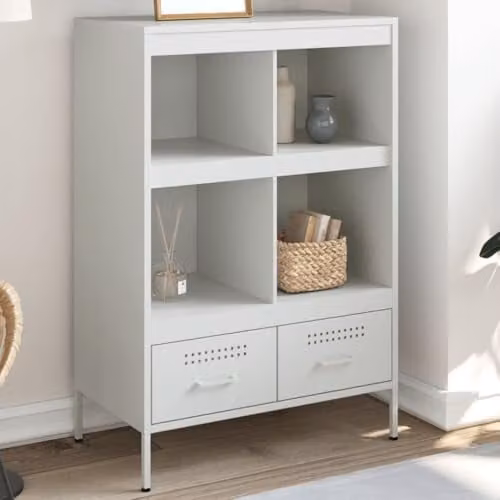 vidaXL Modern White Steel Highboard, W/D/H: 68 x 39 x 101.5 cm – 2