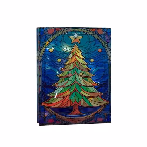 Samuel Alexander Multicolour Stained Glass Christmas Tree Tabletop Decoration with LEDs, Height: 28 cm – 2