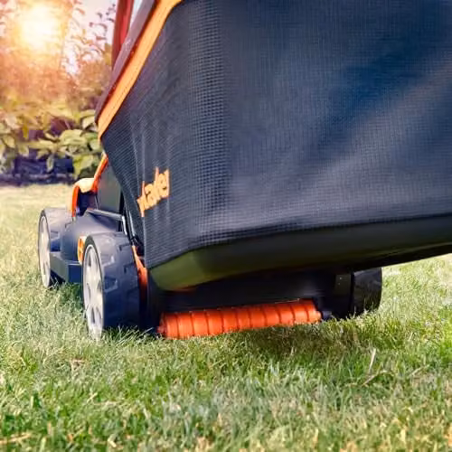 LawnMaster MX 24V 32cm Cordless Lawnmower in Orange with Rechargeable Battery and Fast Charger – 3