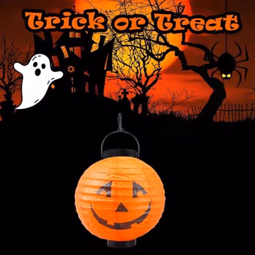 VFM e-Store Orange Pumpkin Halloween Paper Lantern, 20cm – 4