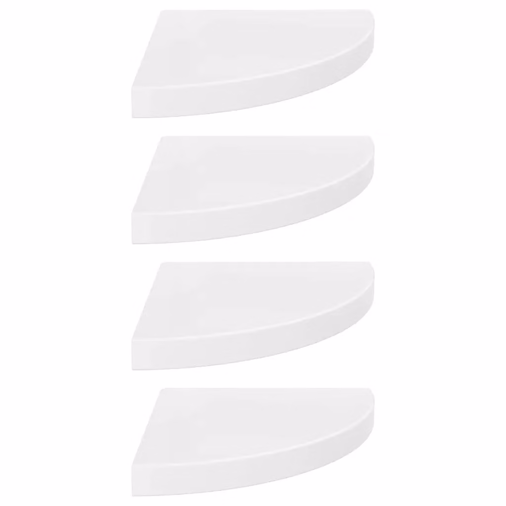 Berkfield Home Floating Corner Shelves, 4 Piece Set, High Gloss White, W/D/H: 35 x 35 x 3.8 cm – 2