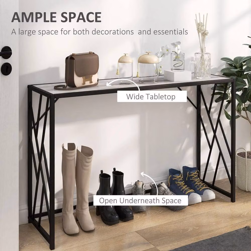 KORVIXA Industrial Console Table in Black and Grey with X-Frame Design, W: 120 cm, H: 75 cm, D: 40 cm – 2