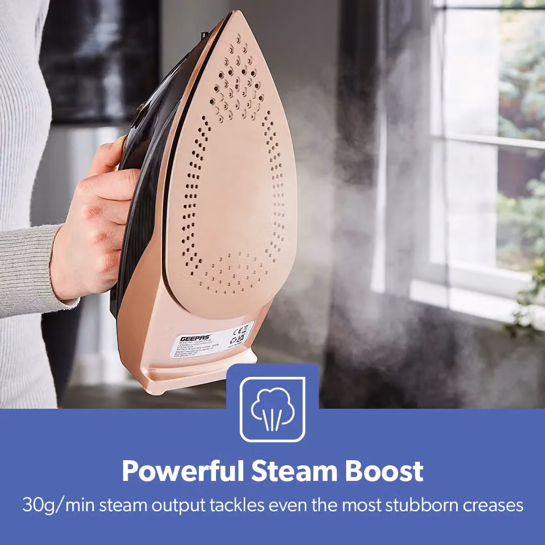 Geepas 2200W Cordless Steam Iron with Ceramic Soleplate and Vertical Steam Function in Black – 4