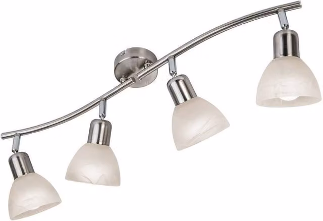 Netlighting Daytona Ceiling Spotlight Bar in Nickel Matt and Grey with Glass Shades, 4x E14, Warm White 3000K