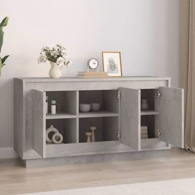 Berkfield Home Modern Sideboard in Concrete Grey, W/D/H: 102 x 35 x 55 cm – 1