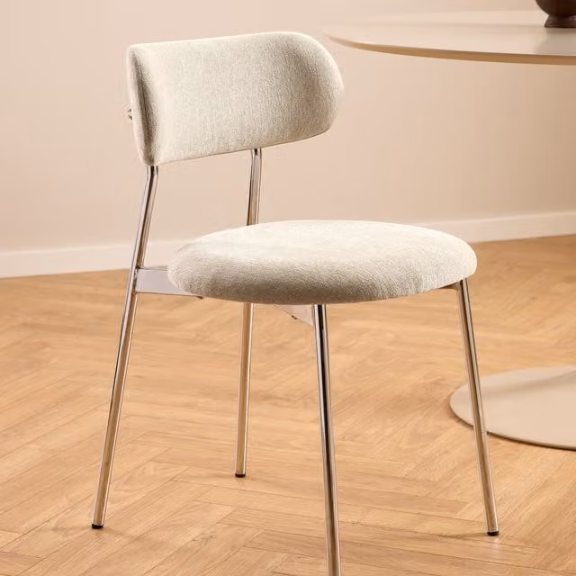 Furniture To Go Lyric Dining Chairs in Sand Fabric with Chrome Metal Base (Set of 2)