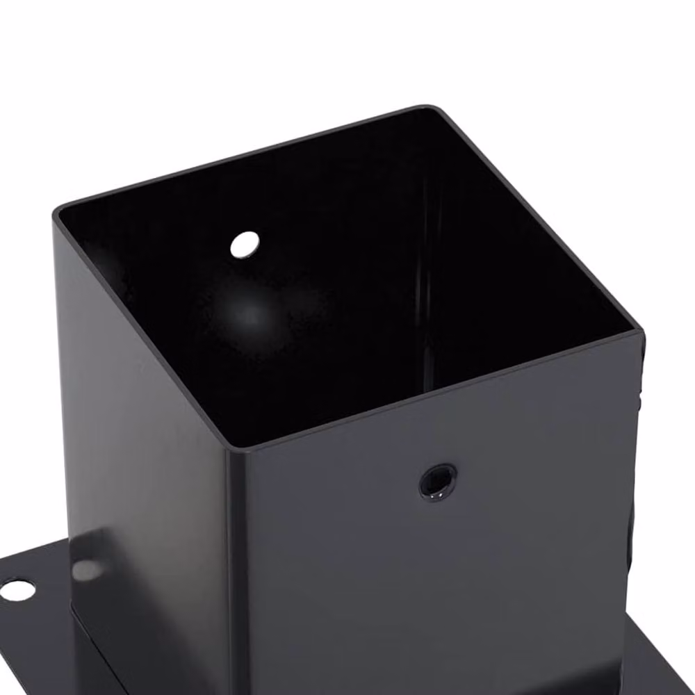 Berkfield Home Square Post Bases, 12 Pack, Anthracite Black, Powder-coated Galvanised Steel, 121 x 121 mm – 6