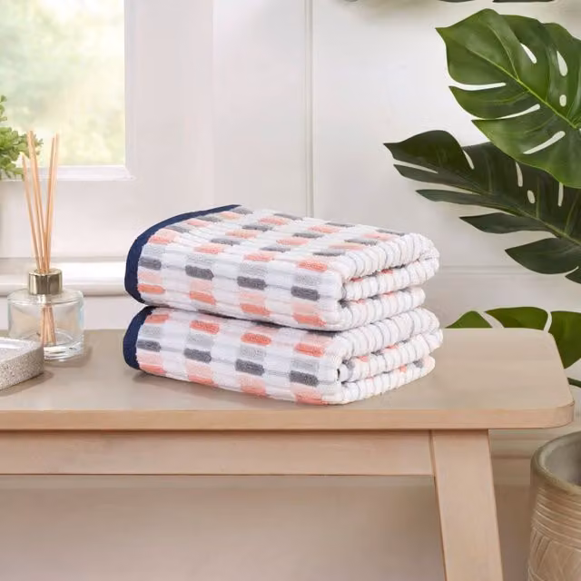 Elements by Rapport Santa Cruz Striped Cotton Towels in Pink and Multicolour