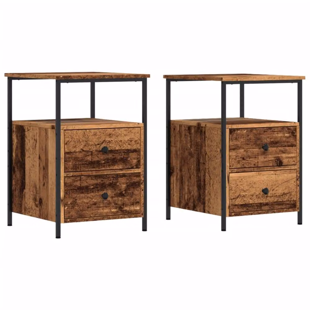 Berkfield Home Modern Bedside Cabinets, 2 Piece Set, Brown, W/D/H: 34 x 35.5 x 50 cm – 2
