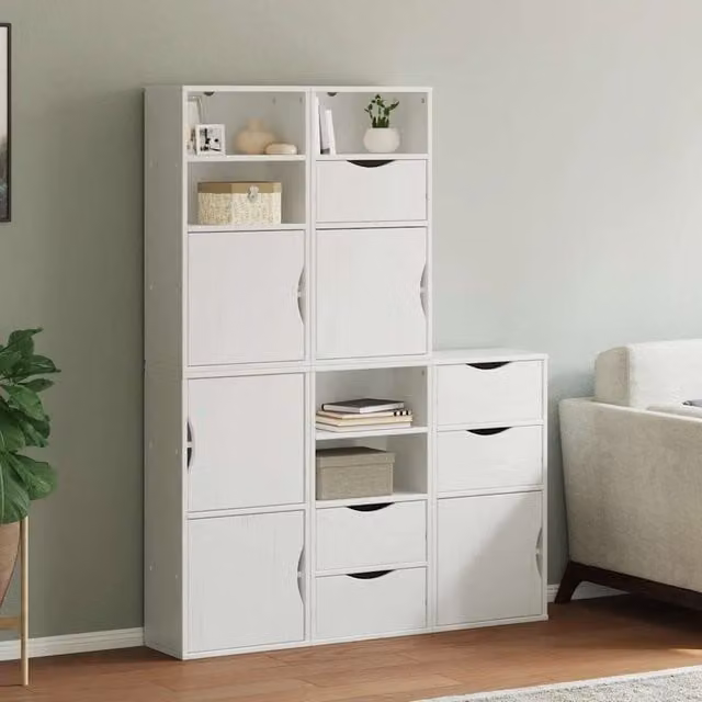 Berkfield Home ODDA Side Cabinets, 5 Piece Set in White Solid Wood Pine, W/D/H: 40 x 24 x 79 cm – 1