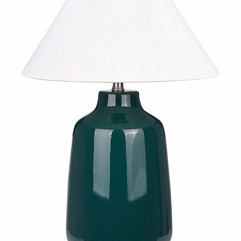 Wyld and Coco Green Ceramic Table Lamp with Fabric Shade – 2