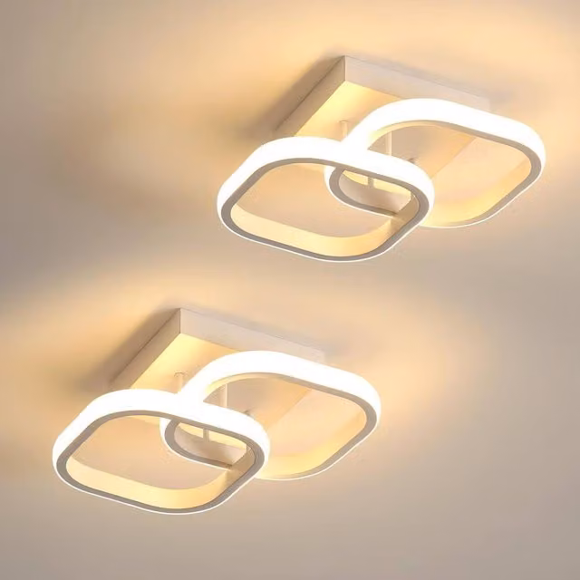 Goeco Modern Square LED Ceiling Light, 2 Piece Set, 22W, Warm White, White – 1