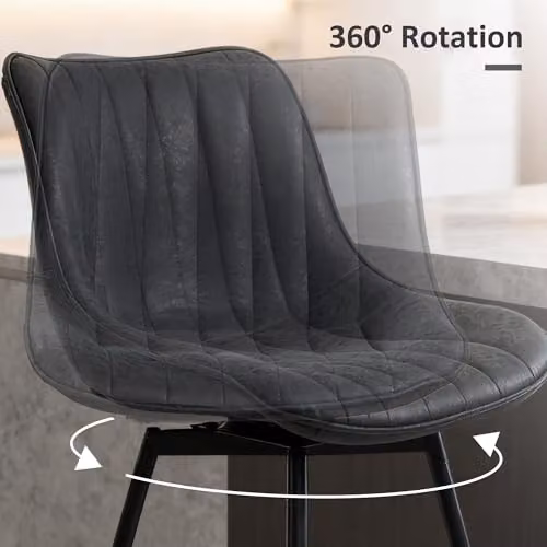 HOMCOM Set of 2 Black Synthetic Leather Swivel Bar Stools with Backrest and Height Adjustment – 5