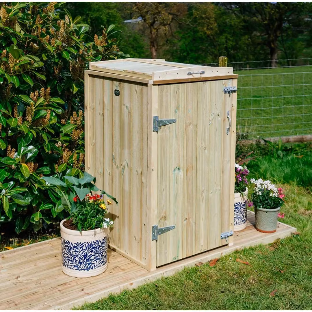 Buttercup Farm Shireburn 2 Box Bin Store in Brown Timber and Metal, W/D/H: 120.0 x 80.4 x 63.0 cm – 2