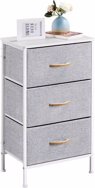 SPETLEK 3-Drawer Chest of Drawers Storage Cabinet with Metal Frame in Grey