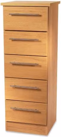 Welcome Sherwood 5 Drawer Tall Narrow Chest of Drawers in Brown