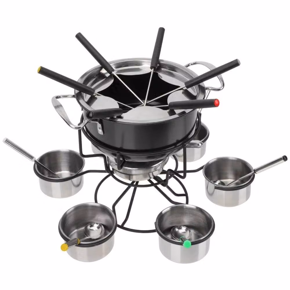 SPETLEK Stainless Steel Fondue Pot Set in Silver with 6 Forks – 1