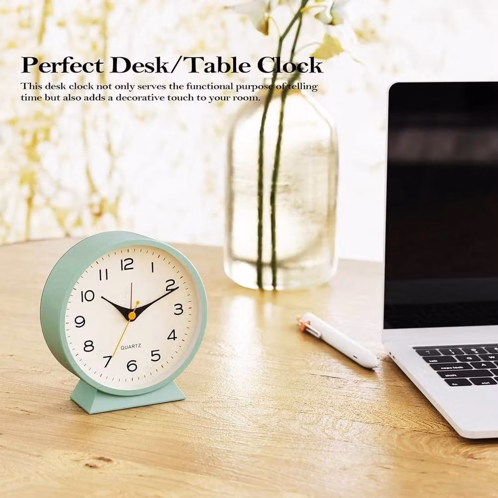 SPETLEK Green Minimalist Analog Quartz Alarm Clock with Silent Non-Ticking Movement – 4