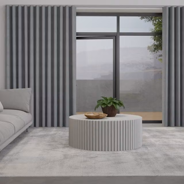 Terrys Mika Made to Measure Wave Blackout Fabric Curtain in Grey and Anthracite with Graphite Track