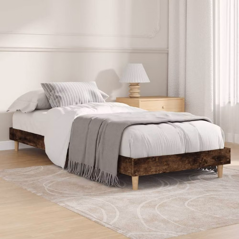 Berkfield Home Smoked Oak Small Single Bed Frame in Brown, W/D/H: 75 x 190 cm – 2