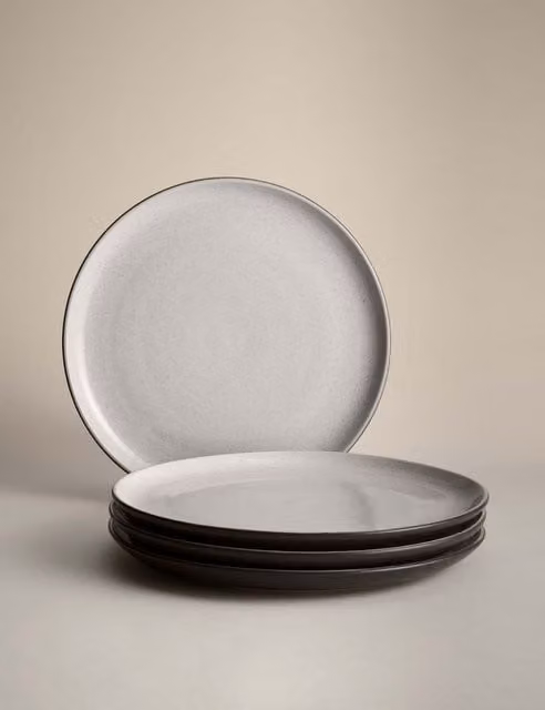 M&S Set of 4 Michigan Grey Stoneware Dinner Plates