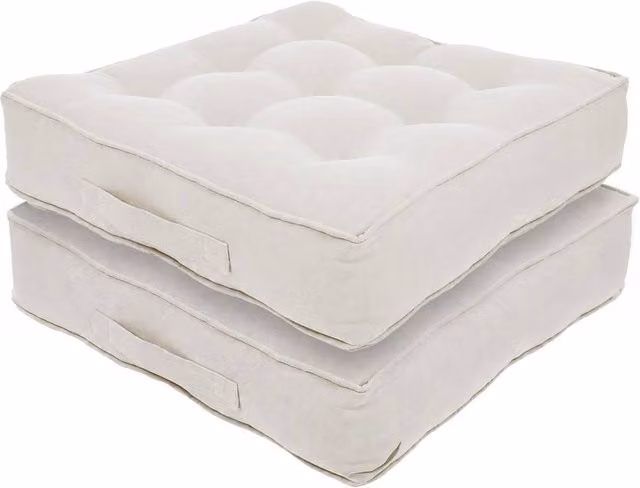 Harbour Housewares Beige Square Seat Booster Cushion with Removable Breathable Cover – 2