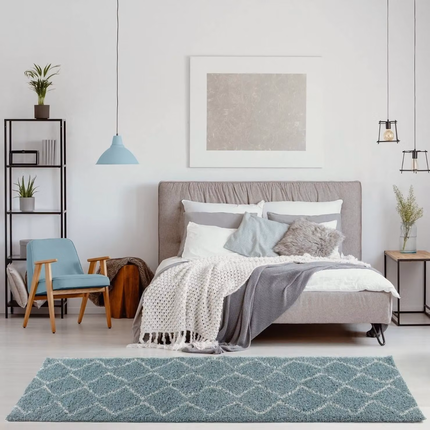 THE RUGS Soft Moroccan High Pile Shaggy Rug in Duck Egg Blue, W: 180 cm, L: 270 cm – 3