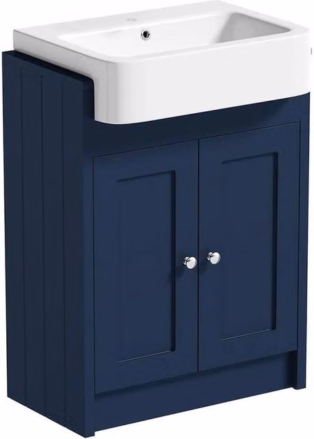 FORGEVIO Blue Glossy Modern Floor-Standing Bathroom Cabinet with Internal Shelves