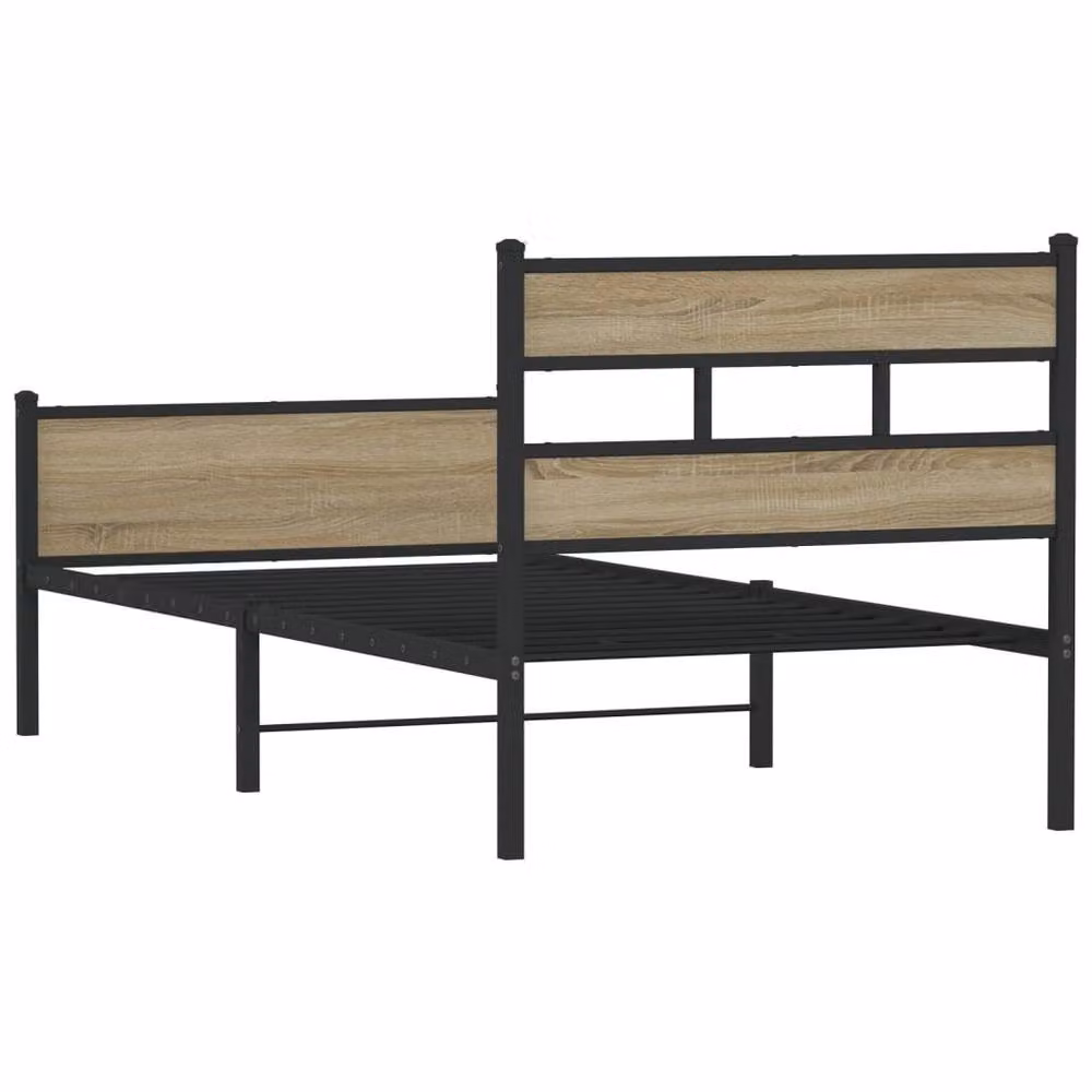 Berkfield Home Elegant Single Bed Frame in Sonoma Oak and Brown, W/D/H: 90 x 190 cm – 4