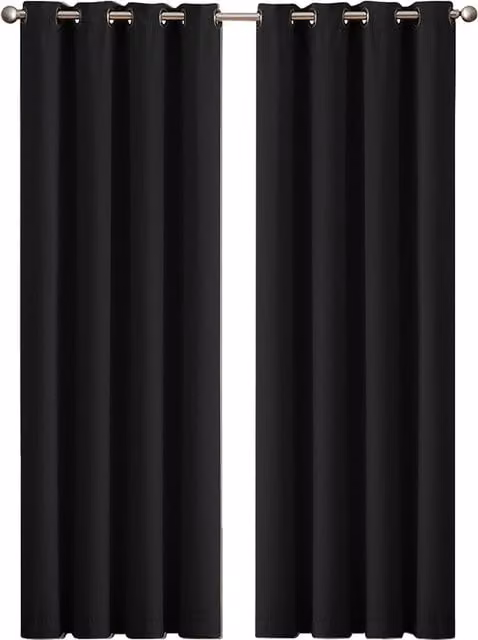 Marlow 2 Pack Blackout Eyelet Curtains, Black, W: 117 cm, H: 183 cm