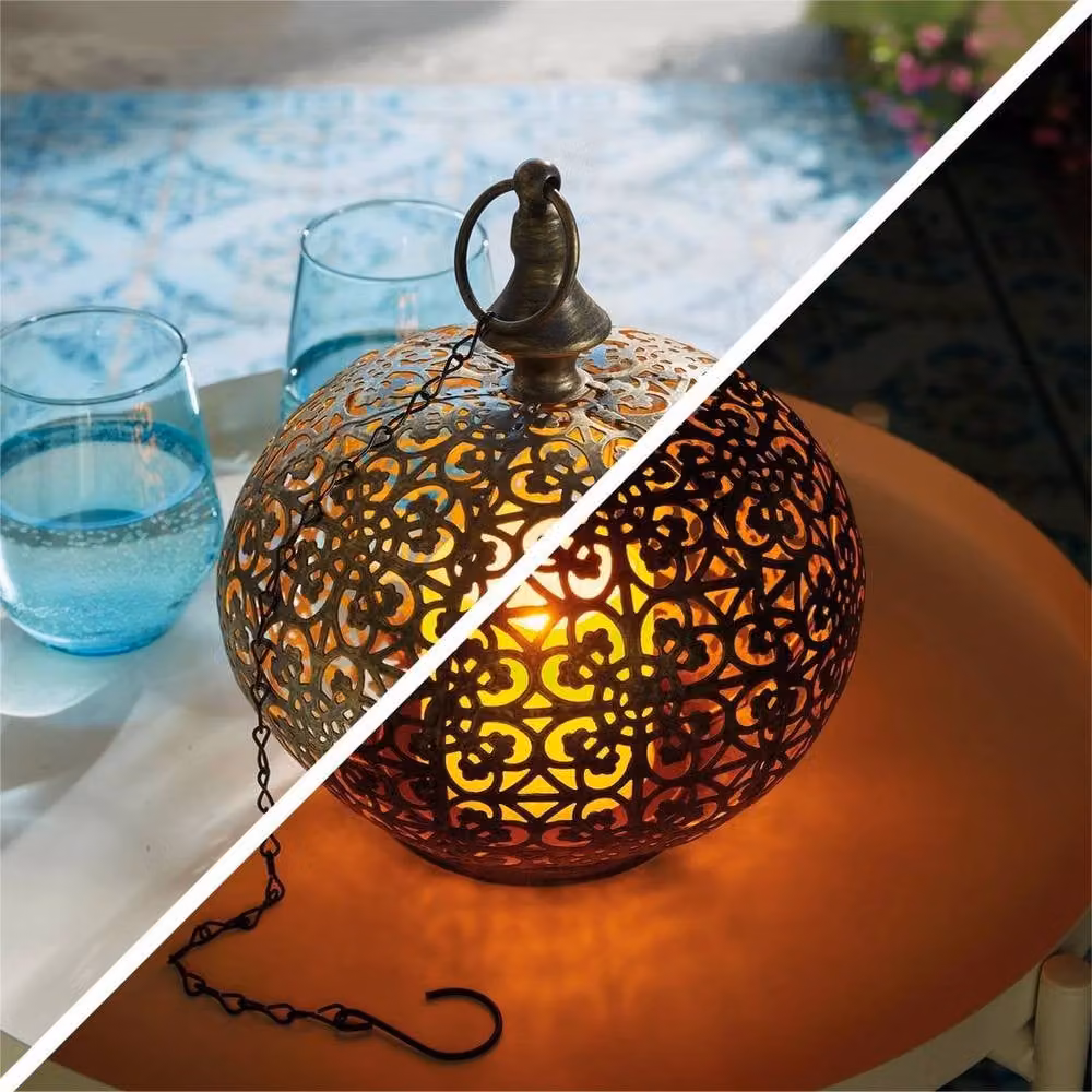 NESTLUNE Lighting Gold LED Hanging Light with USB Rechargeable Battery and Timer for Garden Use – 4