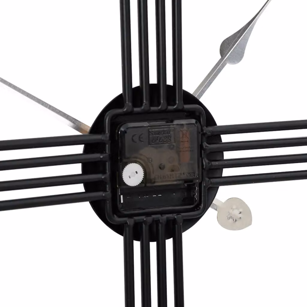 Berkfield Home Black Round Metal Wall Clock with Silent Quartz Movement, Diameter: 60 cm – 3