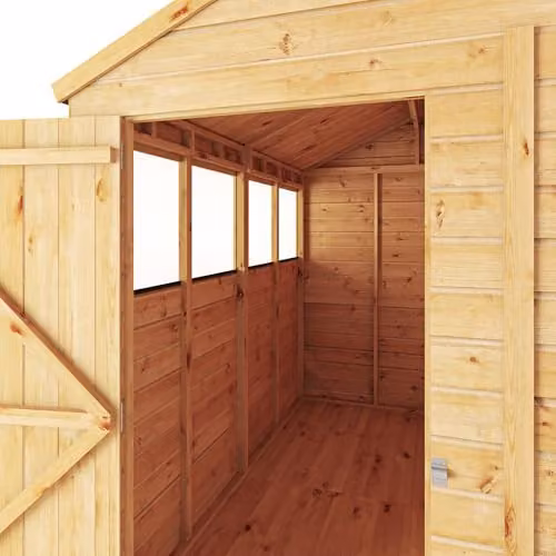 Waltons Premium Shiplap Apex Modular Wooden Garden Storage Shed in Brown with Glass Glazing, W/D/H: 240 x 180 x 223.8 cm – 4