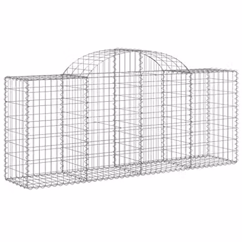 vidaXL 40-piece Arched Gabion Baskets in Silver Galvanised Steel, W/D/H: 200 x 50 x 80/100 cm – 1