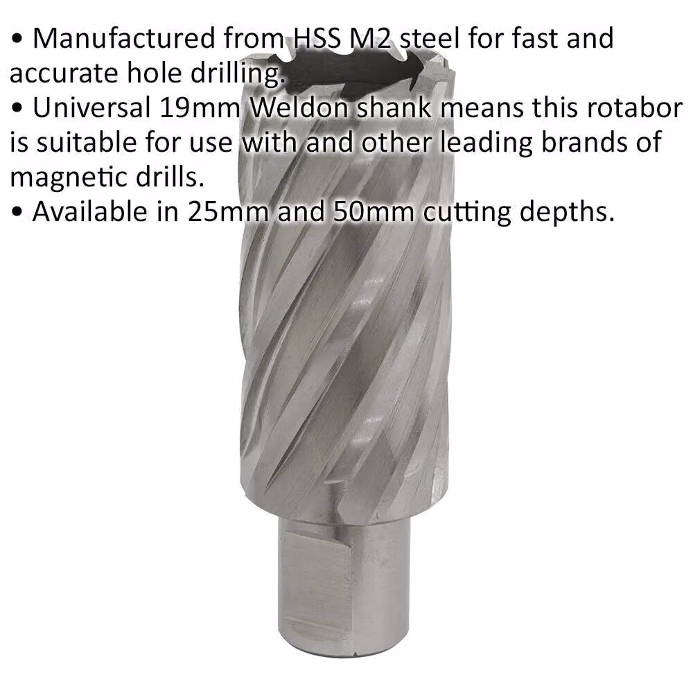 Loops M2 Steel Annular Metal Core Drill Rotabor Cutter, Silver, Diameter: 29 mm, Depth: 50 mm – 2